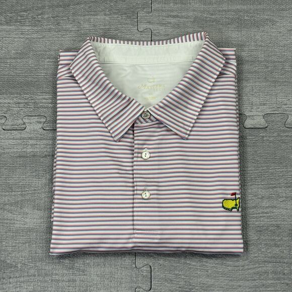 Masters Tech Augusta National Golf Polo Shirt Men Sz XXL Red Striped Embroidered - Picture 1 of 9
